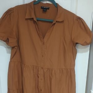 Women's Brown Button-Up Top